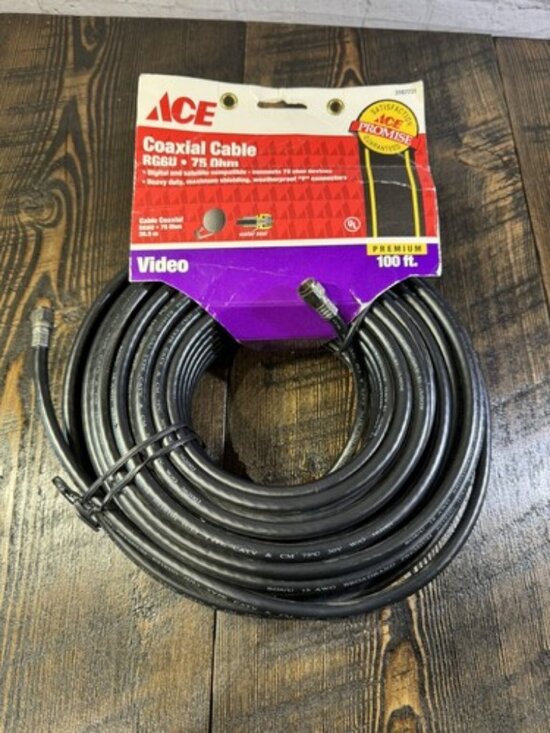Ace Other - Digital Satellite Coaxial Cable Tv VCR RCA Subwoofer CL2 Cable RG6/U 75ohm 100ft